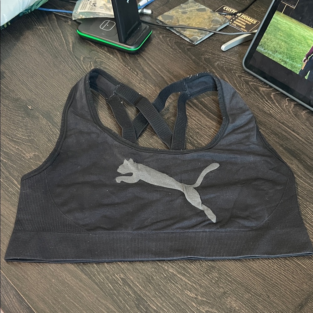 Puma Women's Black & Charcoal Sports Bra